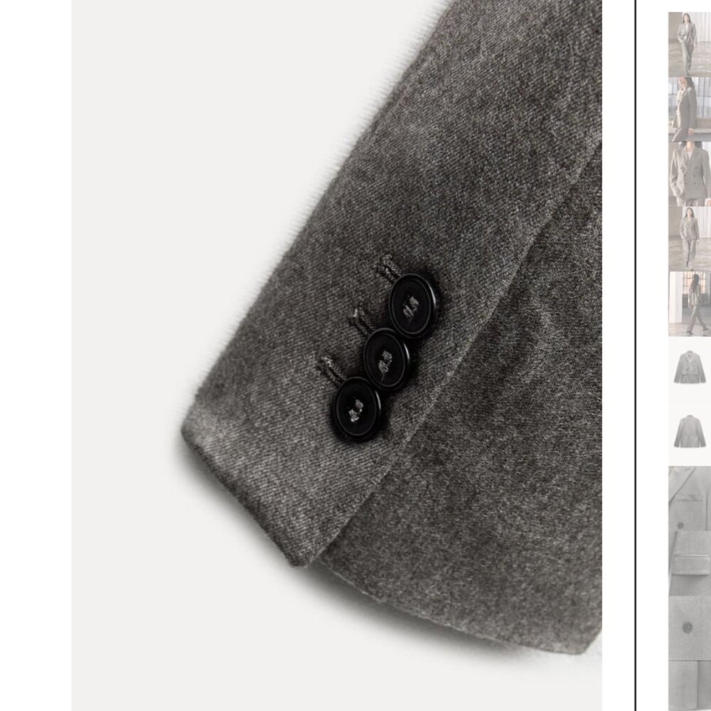NWT ZARA SUIT DOUBLE BREASTED WOOL BLAZER +STRAIGHT CUT PANTS ZW COLLECTION - Picture 7 of 12